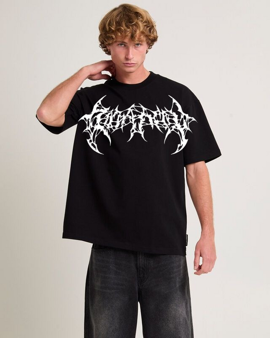 "Phantom Flame Oversized T-Shirt – Bold Front Logo"